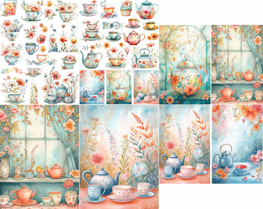 Tea Time Rice Paper, 8 x 10.5 inch â€“ for Decoupage Cards Craft