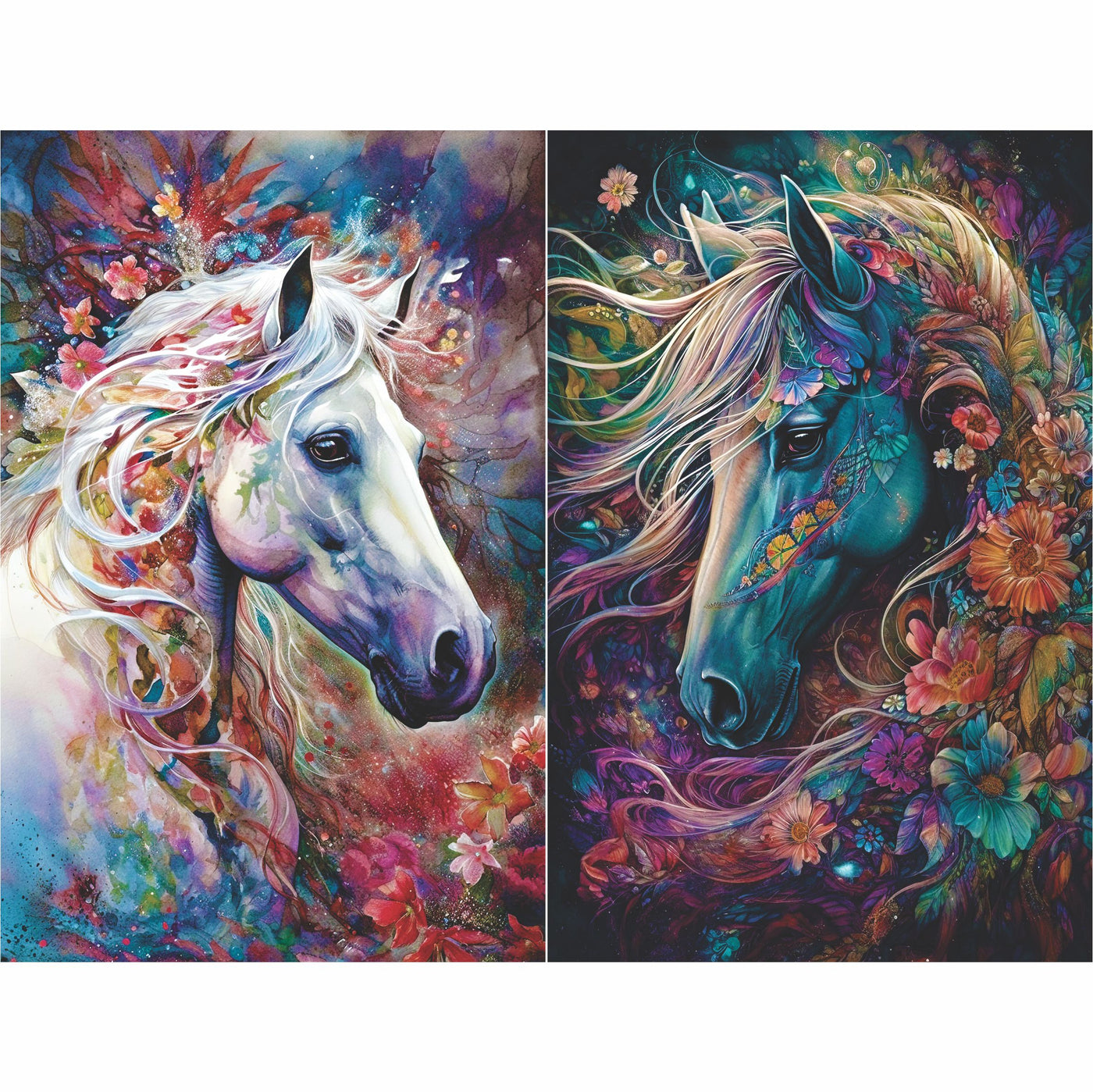 Bohemian Horses Rice Paper, 8 x 10.5 inch â€“ for Decoupage Scrapbooking Craft