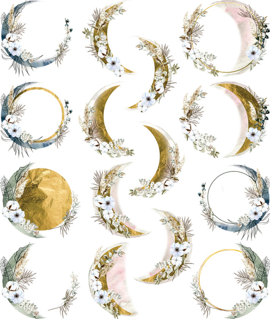 Boho Moons Decoupage Rice Paper, 29.21 x 36.83 cm - for Journal Cards Crafts