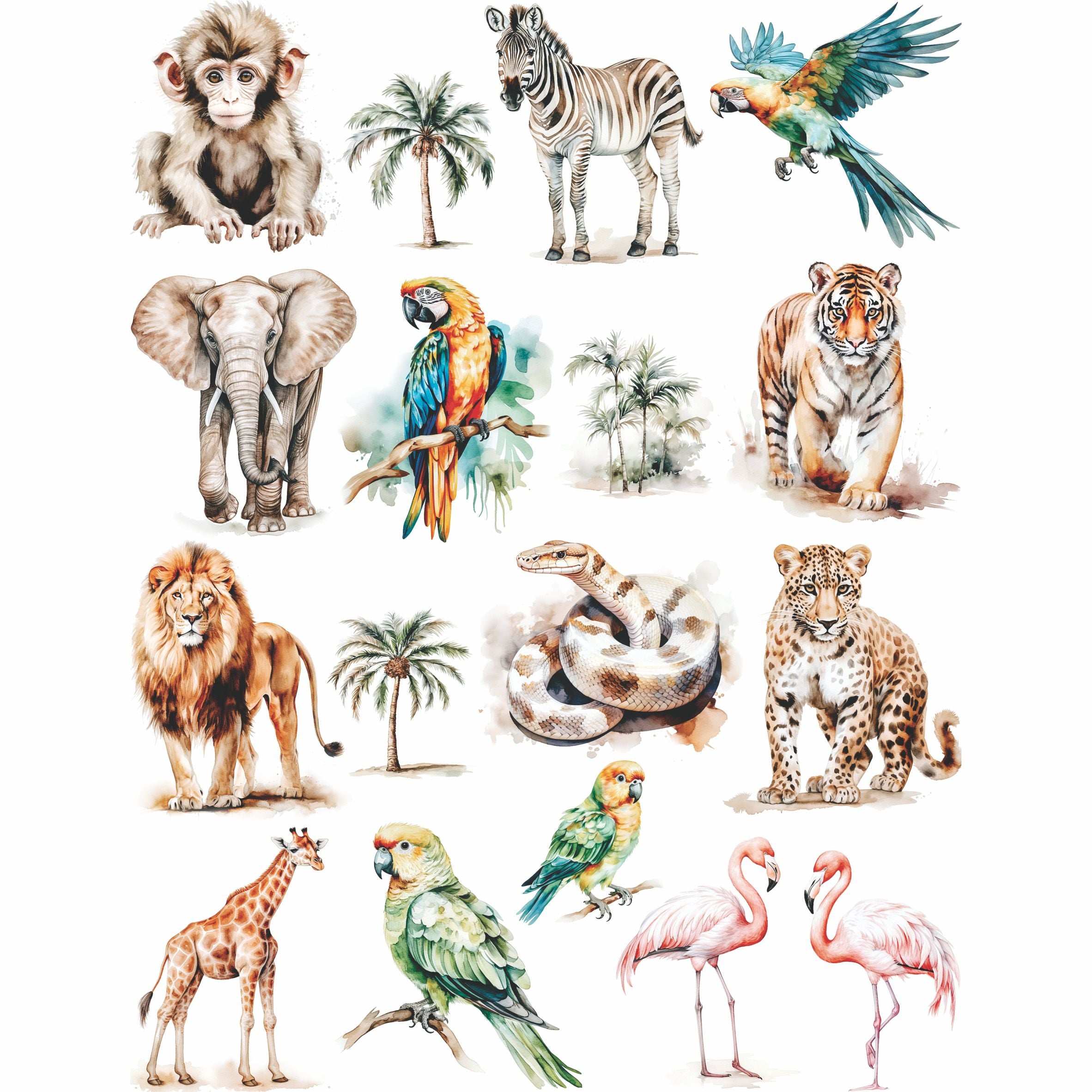 Animals Decoupage Rice Paper, 8 x 10.5 inch â€“ for Scrapbooking Cards Craft