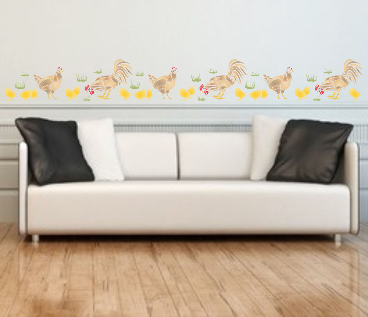 Chicken Stencil, 20 x 6.5 inch - Decorative Farm Animal Birds Border