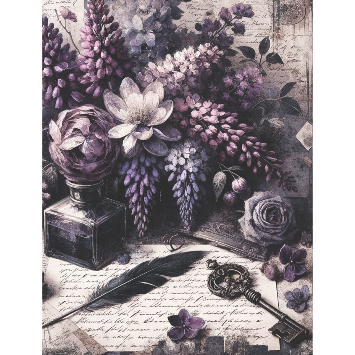 Wisteria Rice Paper, 20.32 x 26.67 cm - for Decoupage Scrapbooking Cards Crafts