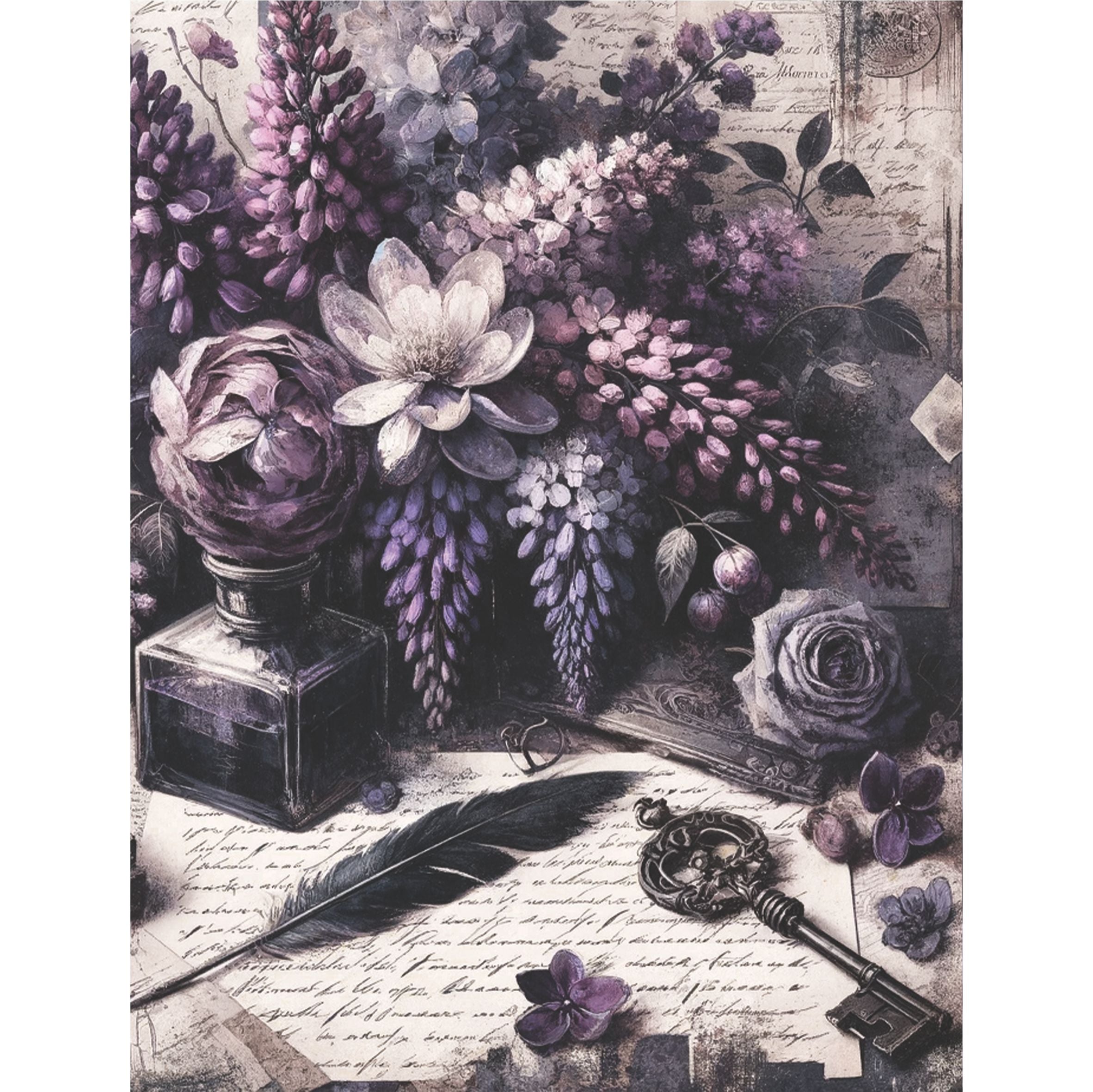 Wisteria Rice Paper, 8 x 10.5 inch - for Decoupage Scrapbooking Cards Crafts