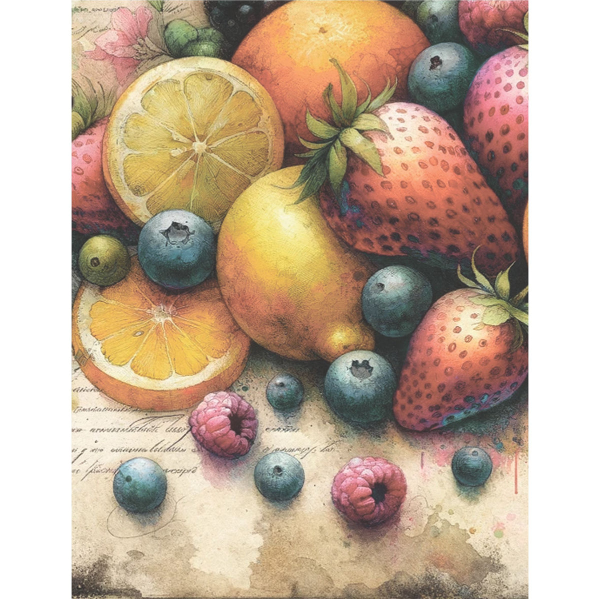 Mixed Fruit Rice Paper, 20.32 x 26.67 cm - for Decoupage Scrapbooking Cards Crafts