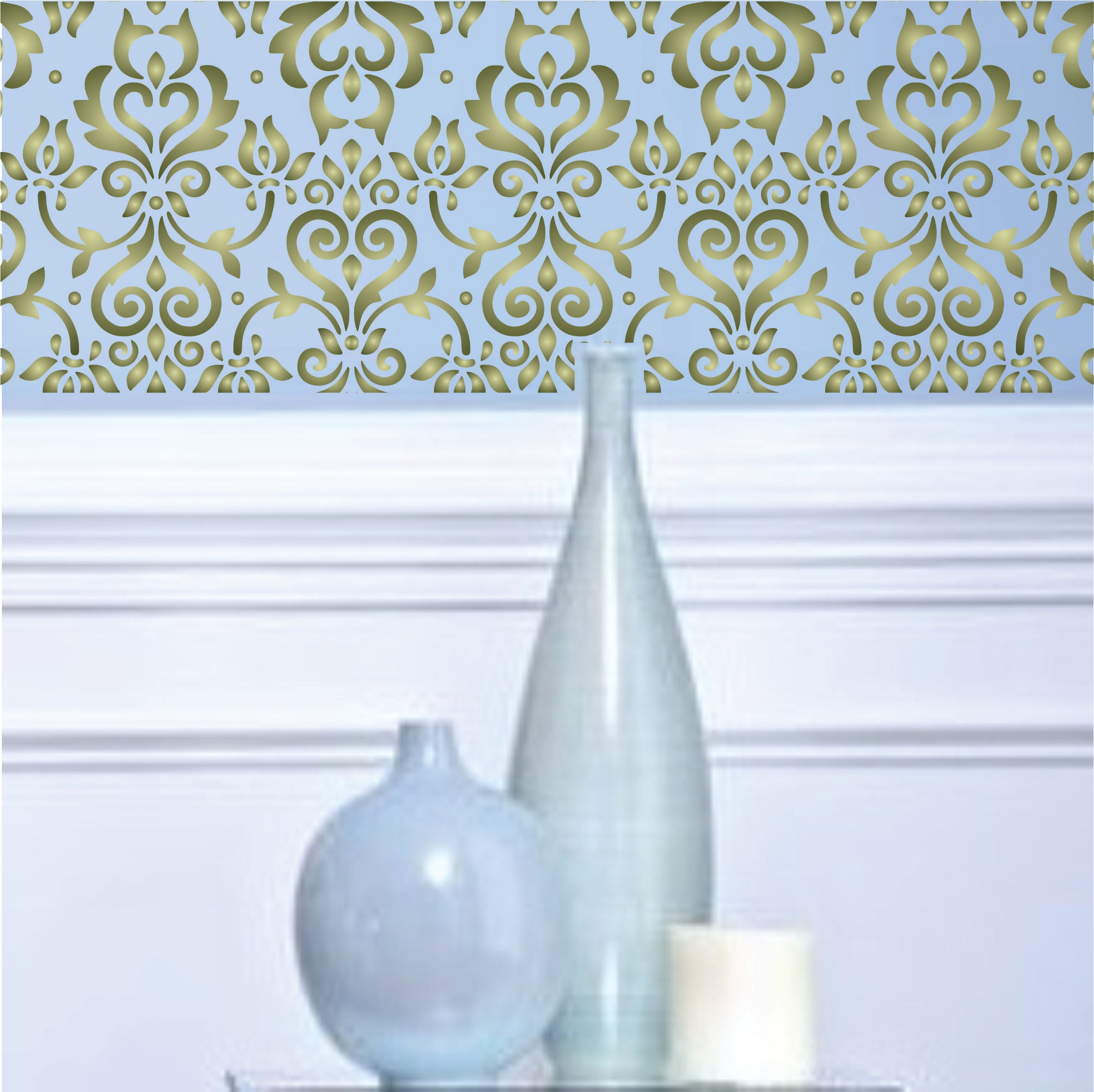 Damask Tile Stencil - Reusable Victorian Floor Furniture