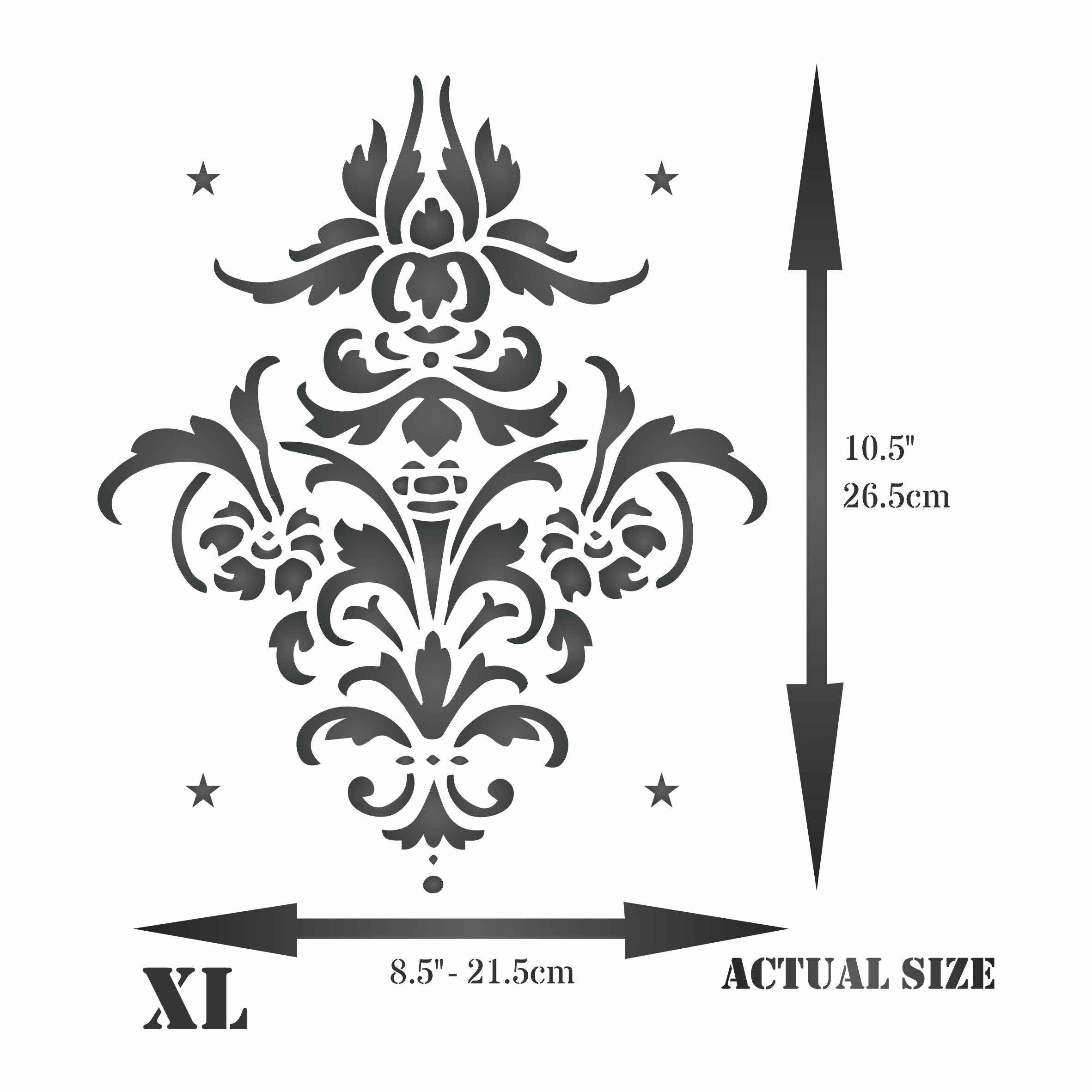 Flower Damask Stencil - Vintage Floral Damask Flowers Alloverpaper Pattern