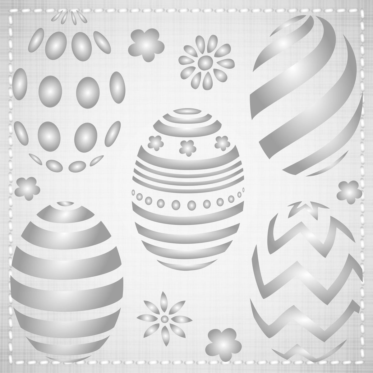 Easter Eggs Stencil, 11.43 x 11.43 cm - Classic Easter Egg Design
