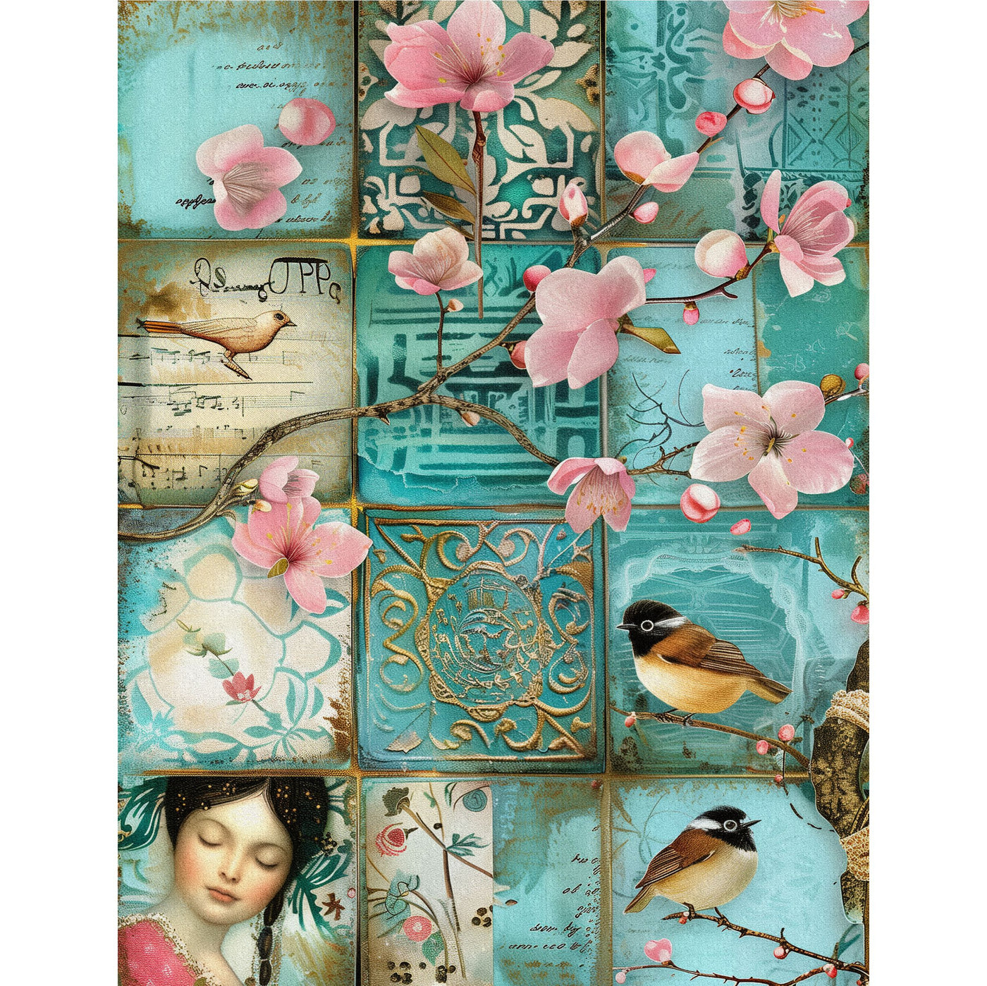 Sakura Decoupage Rice Paper, 8 x 10.5 inch - for Scrapbooking Cards Crafts