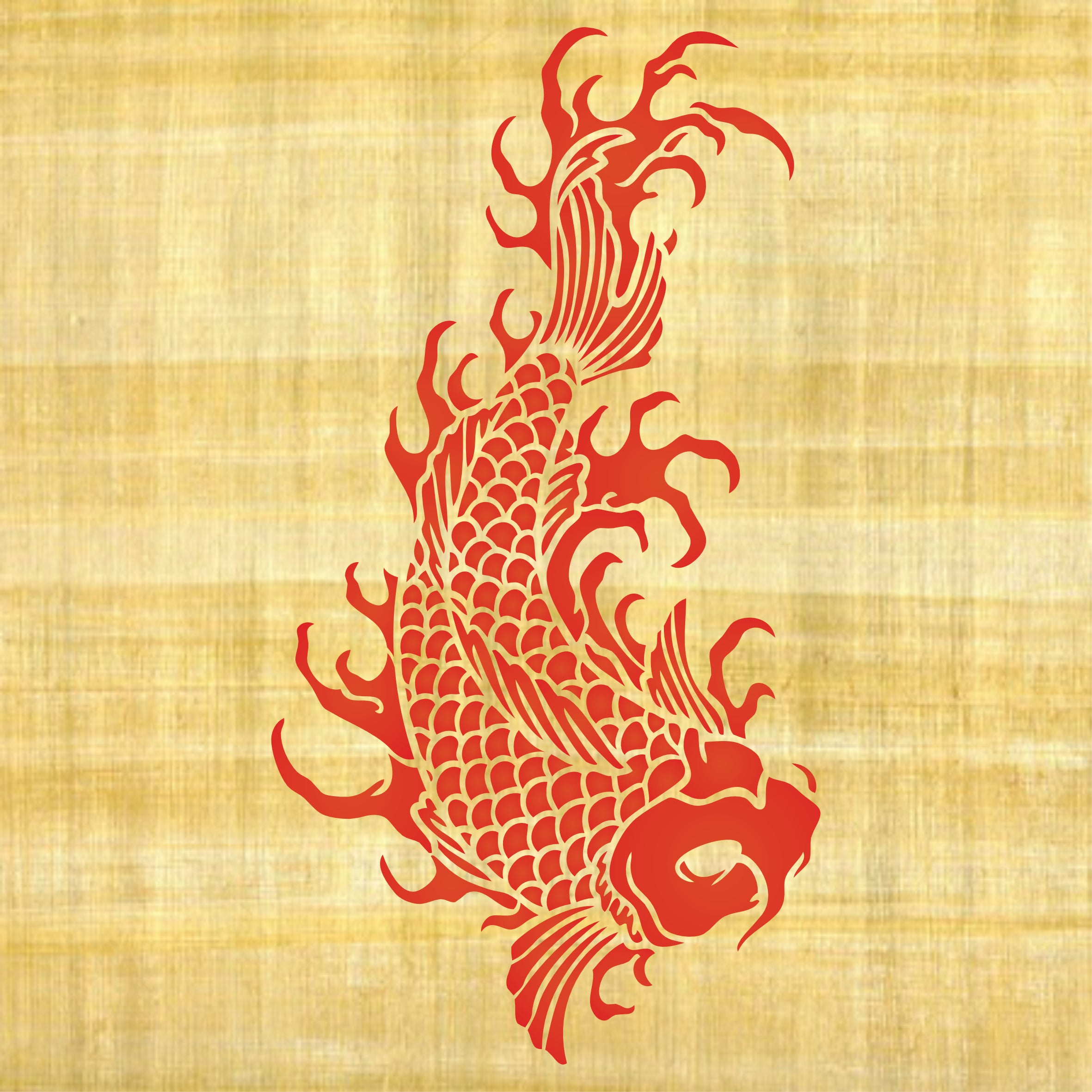 Japanese Koi Stencil - Koi Carp Harmony Good Luck Strength