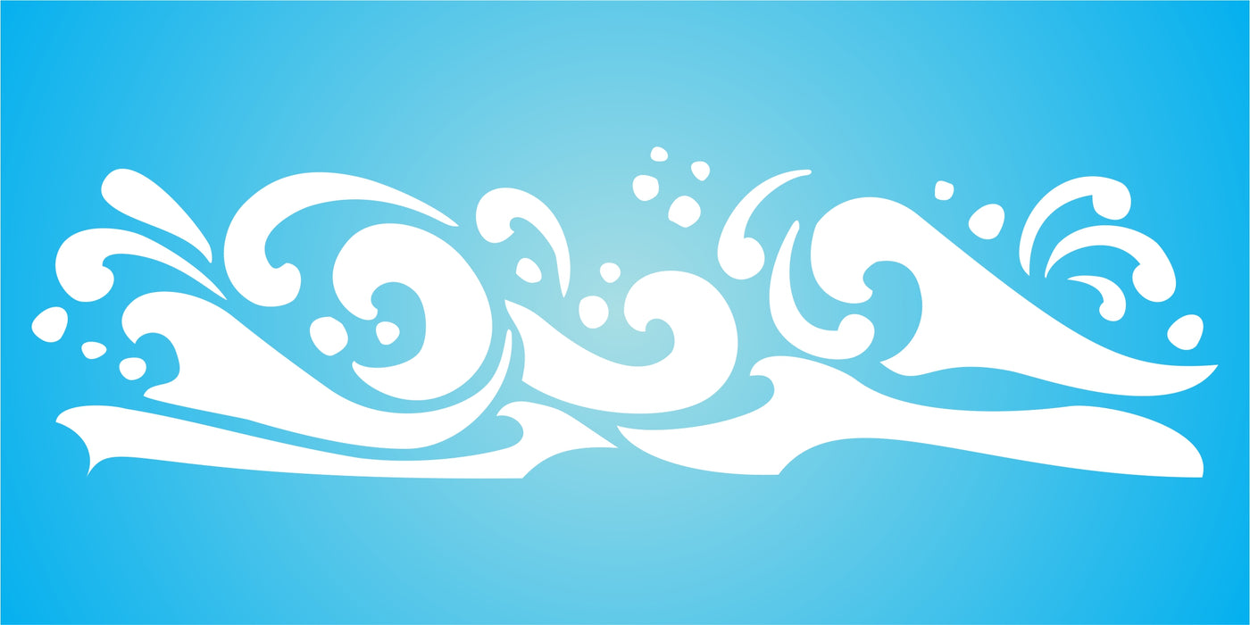 Wave Stencil, 17.5 x 4.5 inch - Sea Ocean Nautical Seashore Reef Border