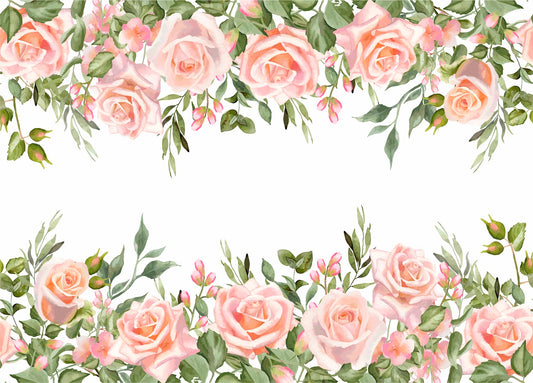 Pink Roses Border Rice Paper- 12 Sheets Printed Mulberry Paper Border 36gsm