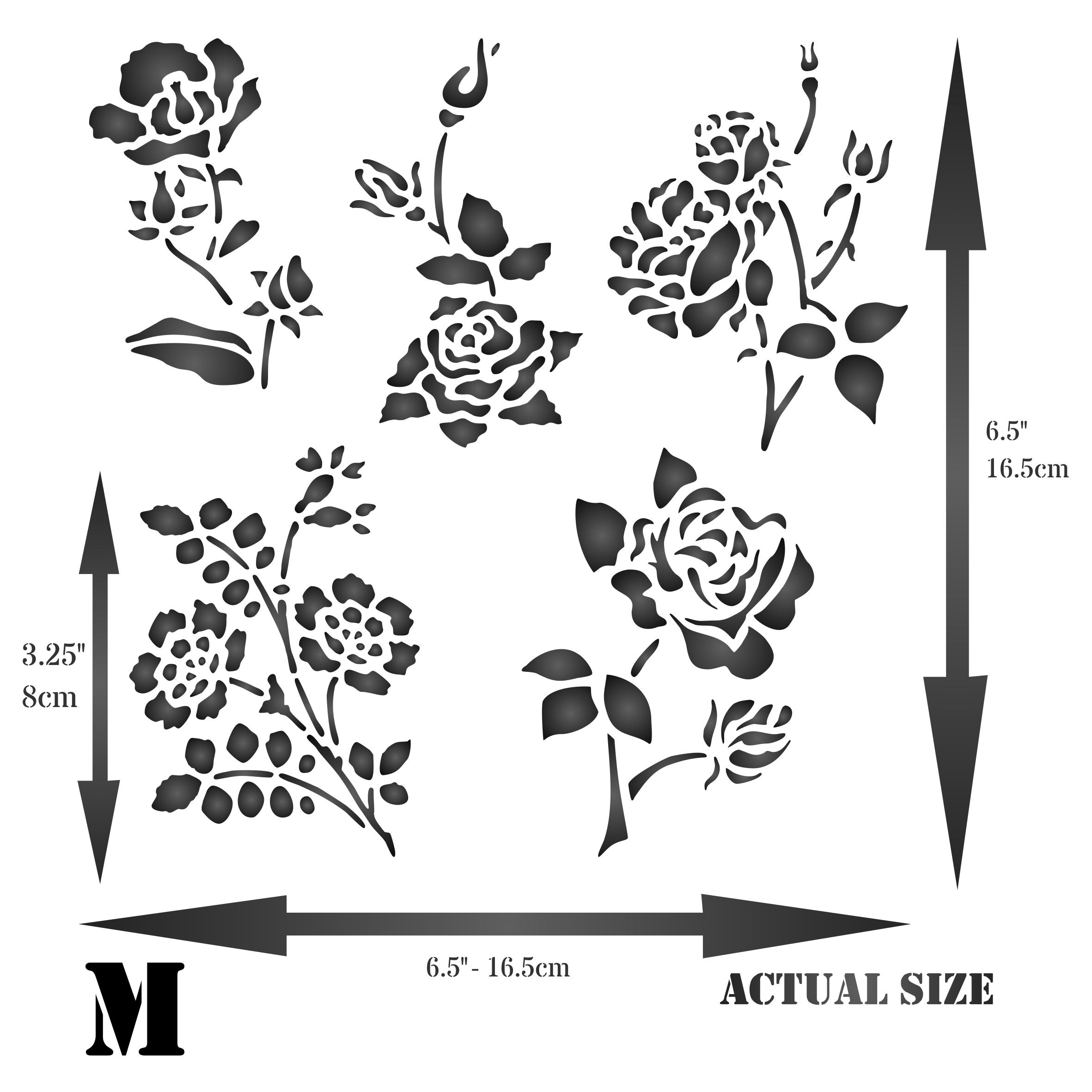 Rose Set Stencil - Classic Rose Flower Designs