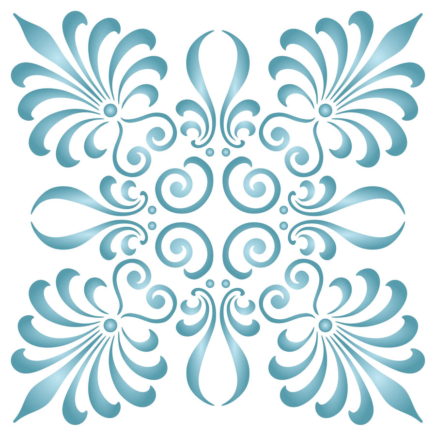 Palmette Square Stencil - Greek Inspired Allover Damask Decor