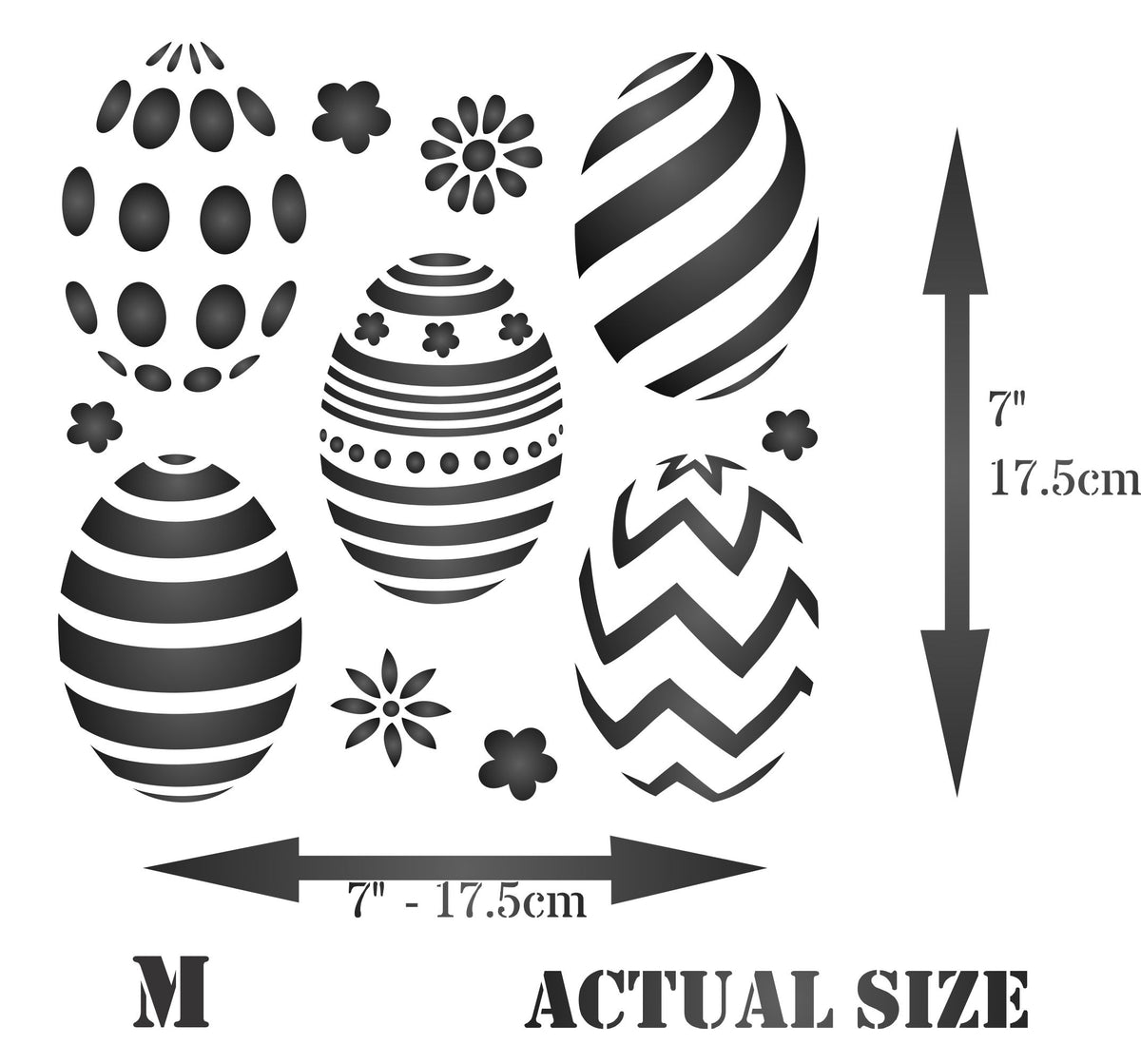 Easter Eggs Stencil, 11.43 x 11.43 cm - Classic Easter Egg Design