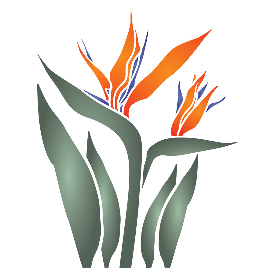 Strelitzia Stencil - Reusable Mylar Bird of Paradise Flower Design for Painting