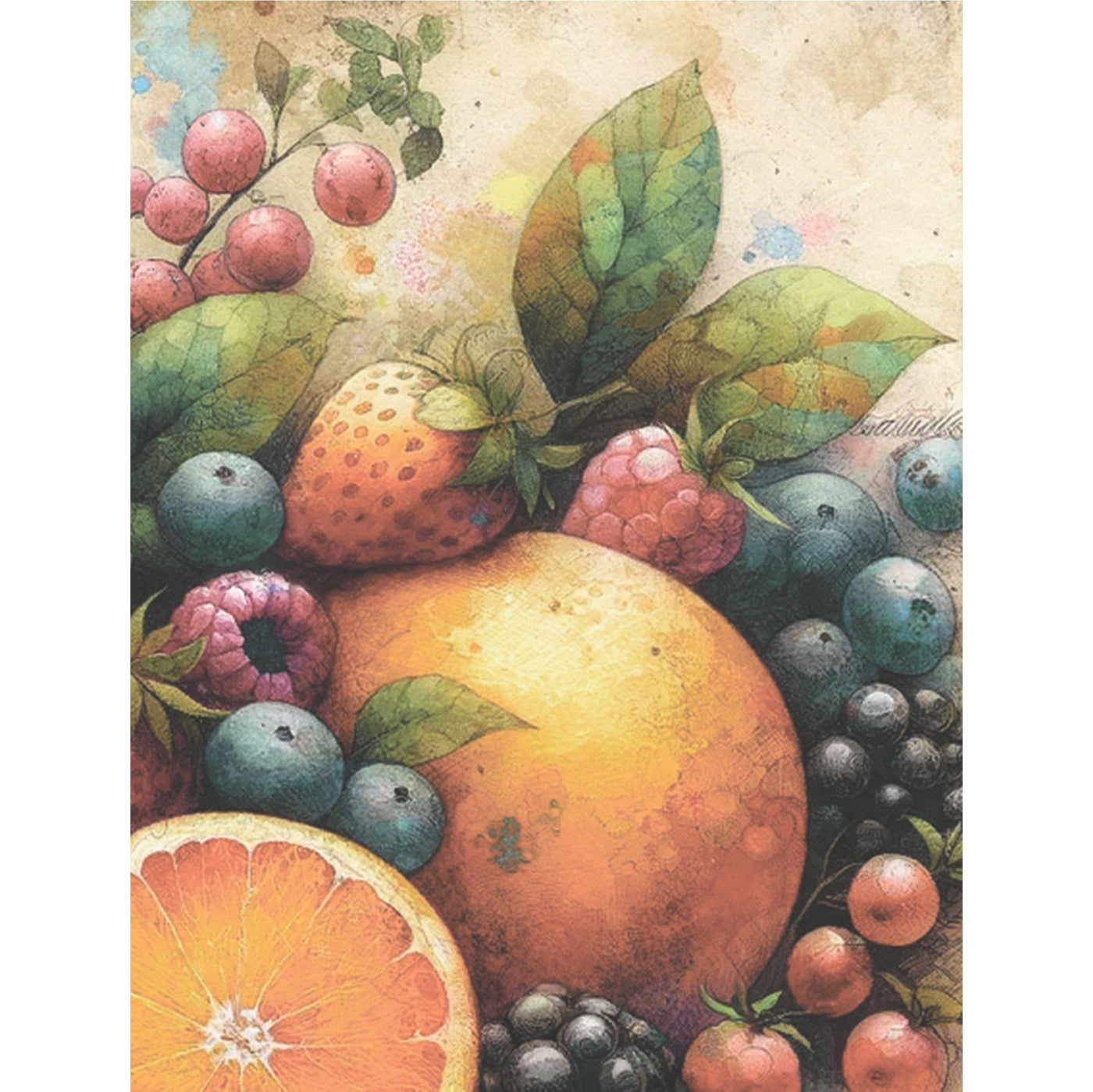 Oranges Rice Paper, 8 x 10.5 inch - for Decoupage Scrapbooking Cards Crafts