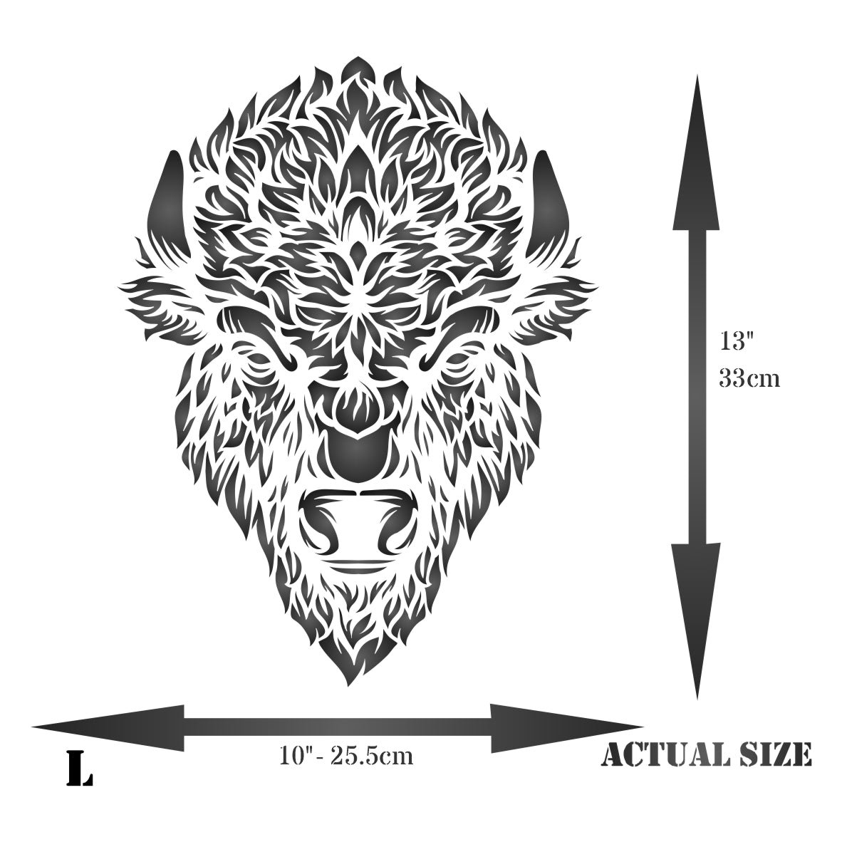 Bison Head Stencil - Classic American Buffalo Bison Head