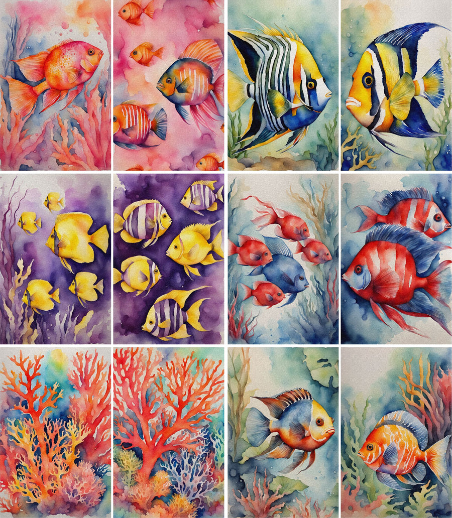 Fish Decoupage Rice Paper, 8 x 10.5 inch - for Decoupage Scrapbooking Crafts