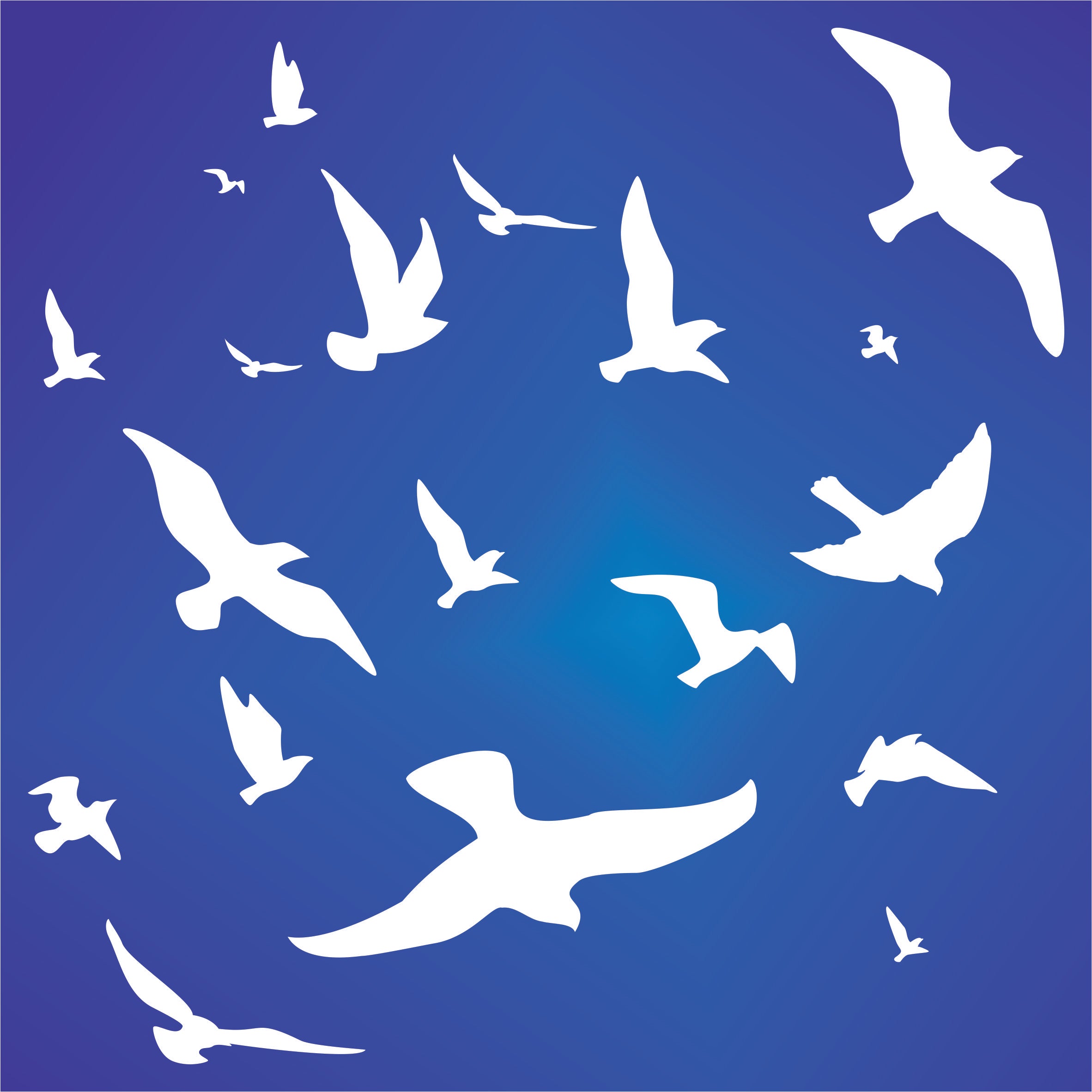 Flock of Birds Stencil - Birds Murmuration Flocking