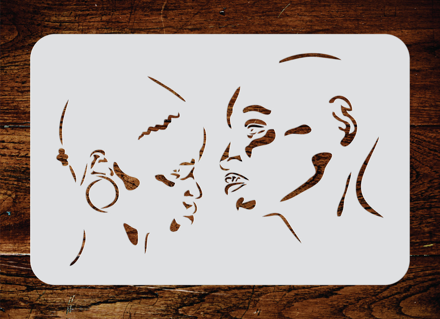 African Couple Stencil - Man Woman Head