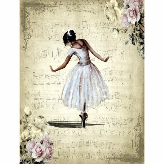Ballet Background Rice Paper- 7 x Printed Mulberry Paper Images 30gsm