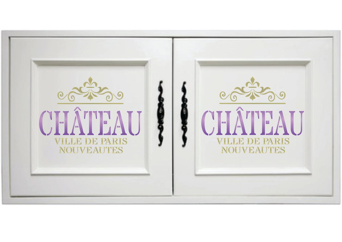 Chateau Stencil - Vintage French Wine Themed Word