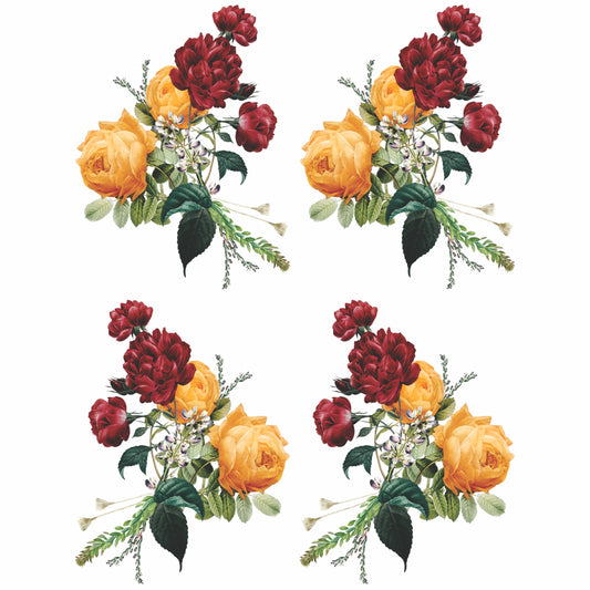 Yellow Rose Bouquet Rice Paper- 6x 1 Bouquet Printed in 2 Sizes on 30gsm