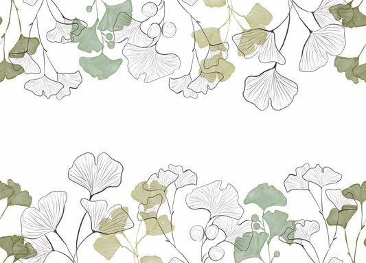 Ginkgo Border Rice Paper- 3 Sheets Printed Mulberry Paper Border 36gsm