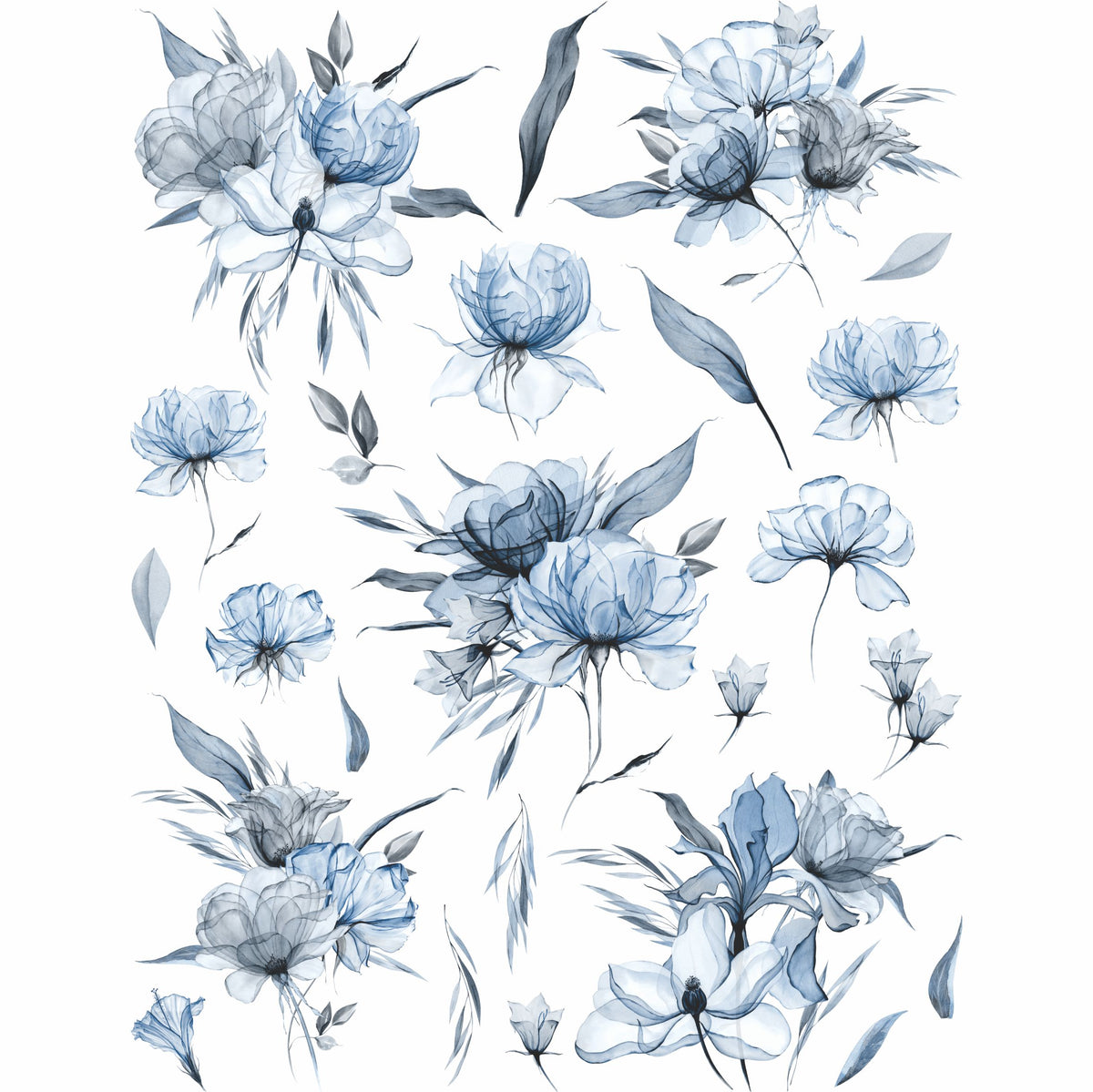 Transparent Flowers Rice Paper, 20.32 x 26.67 cm - for Decoupage Furniture Crafts