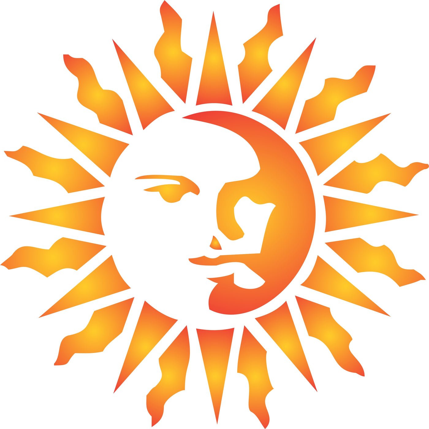 Sun Stencil, 3.25 x 3.25 inch - Celestial Sun Face Art Nouveau Deco Style