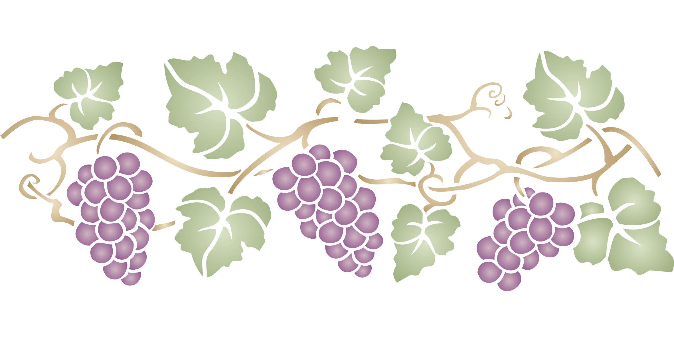 Grapevine Stencil, 23 x 8.5 inch - 2pc Classic Grape Vine Border