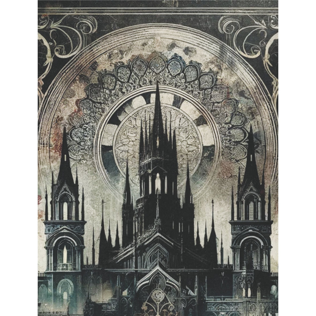 Gothic Church Rice Paper, 20.32 x 26.67 cm - for Decoupage Scrapbooking Cards Crafts