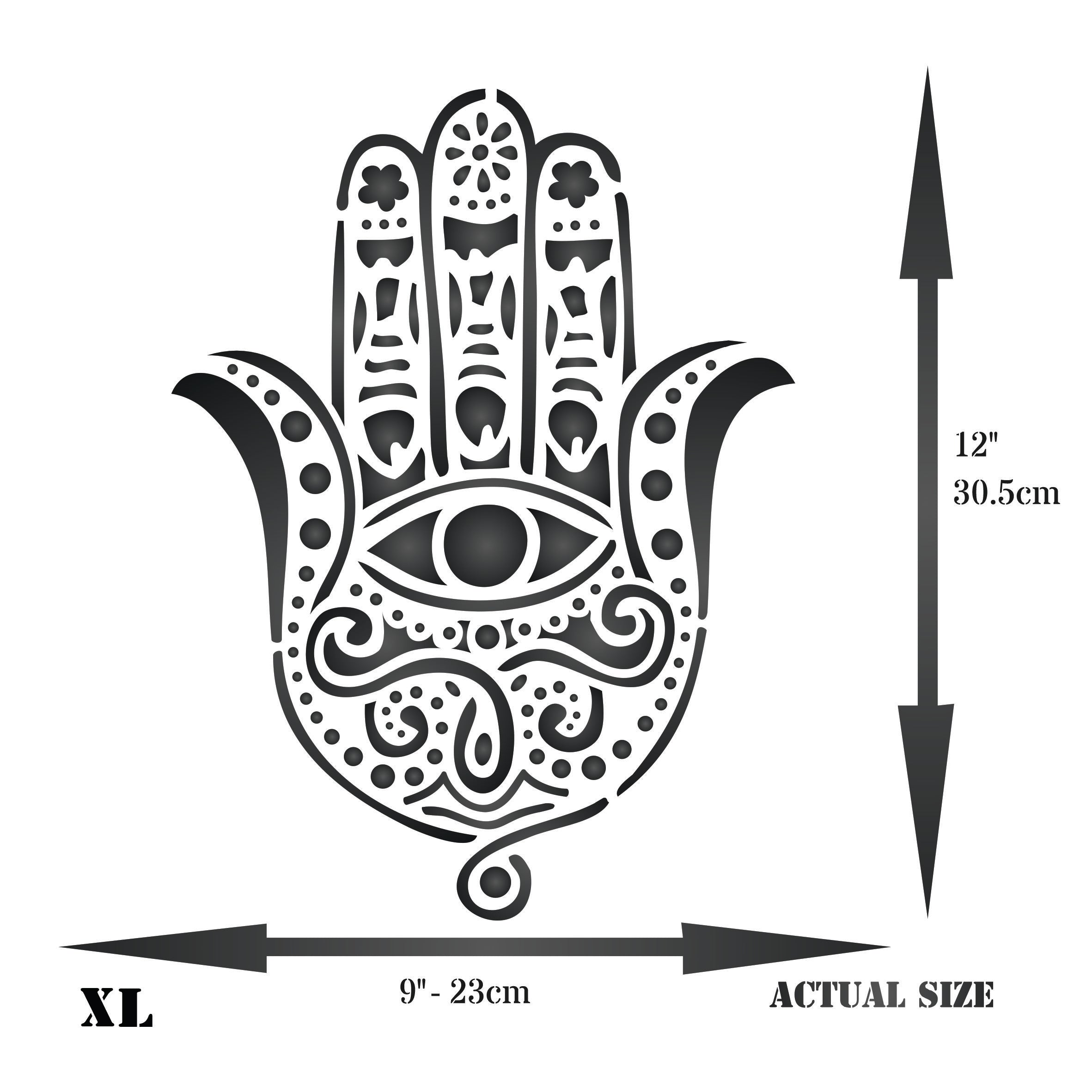 Fatimas Hand Stencil - Hamsa Hand Islam Judaism Kabbalah