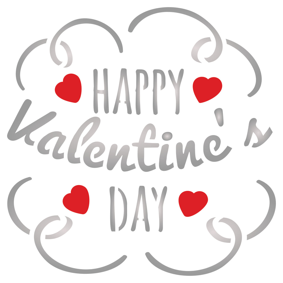 Valentines Day Stencil, 7.62 x 7.62 cm -Happy Day Saying Quote Love