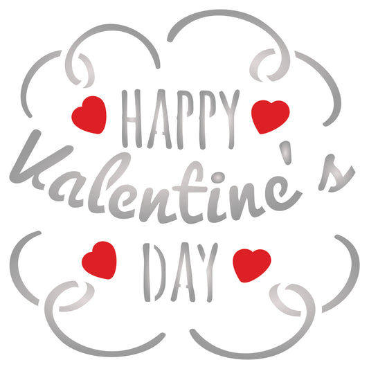 Valentines Day Stencil, 7.62 x 7.62 cm -Happy Day Saying Quote Love