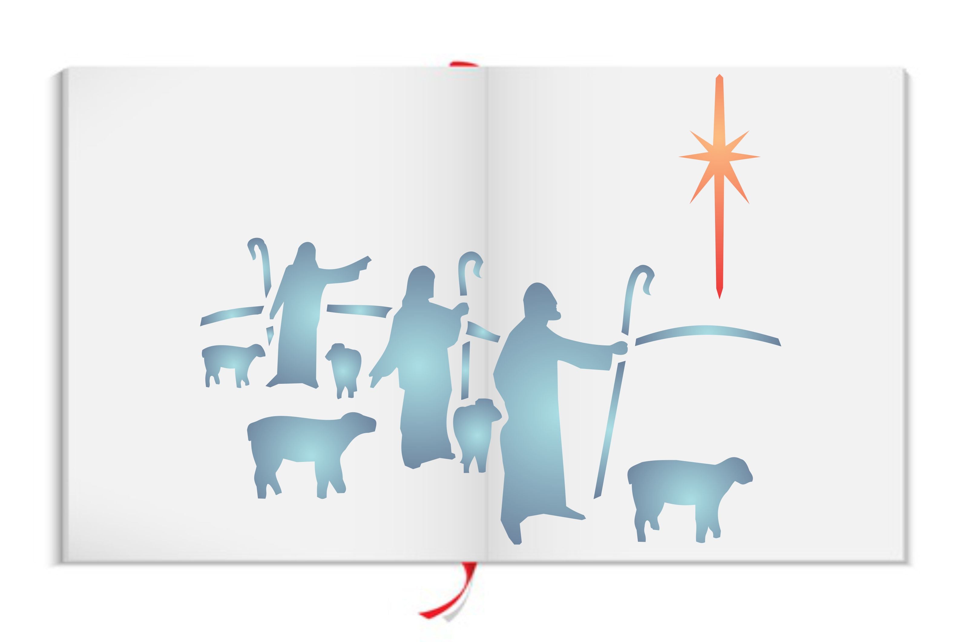 Christmas Shepherds Stencil - Classic Religious Nativity Decor Cards