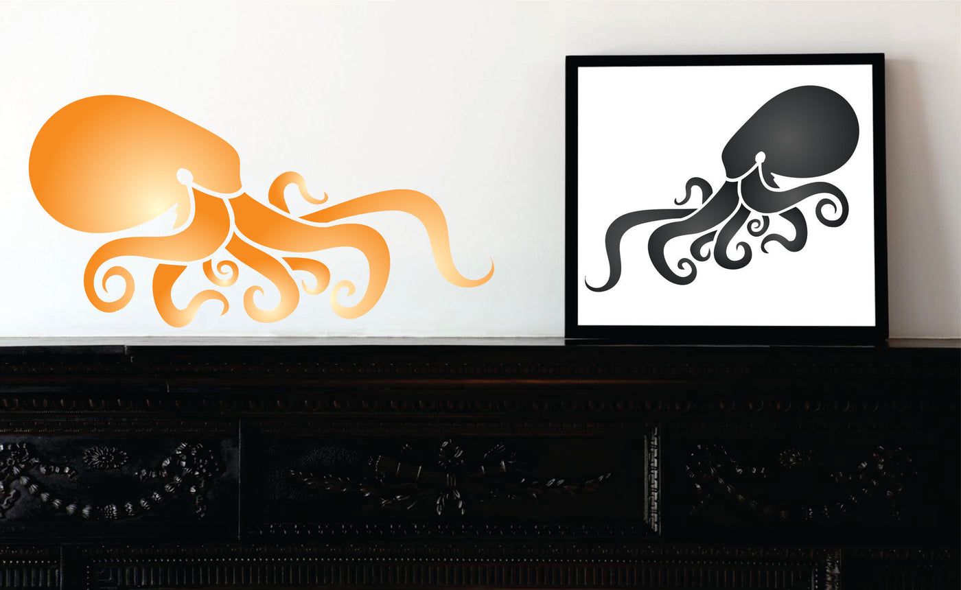 Octopus Stencil - Sea Ocean Nautical Seashore Reef Fish