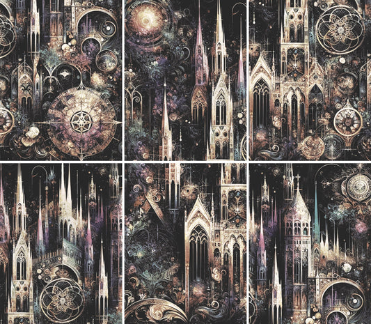 Gothic Spires Rice Paper, 20.32 x 26.67 cm - for Decoupage Scrapbooking Cards Crafts