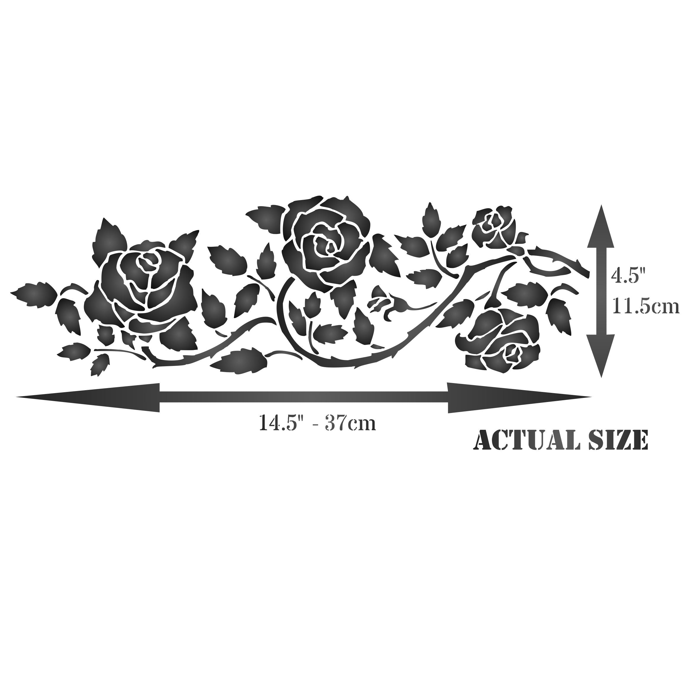 Rose Border Stencil, 14.5 x 4.5 inch - Classic Border Flower Rambling Rose