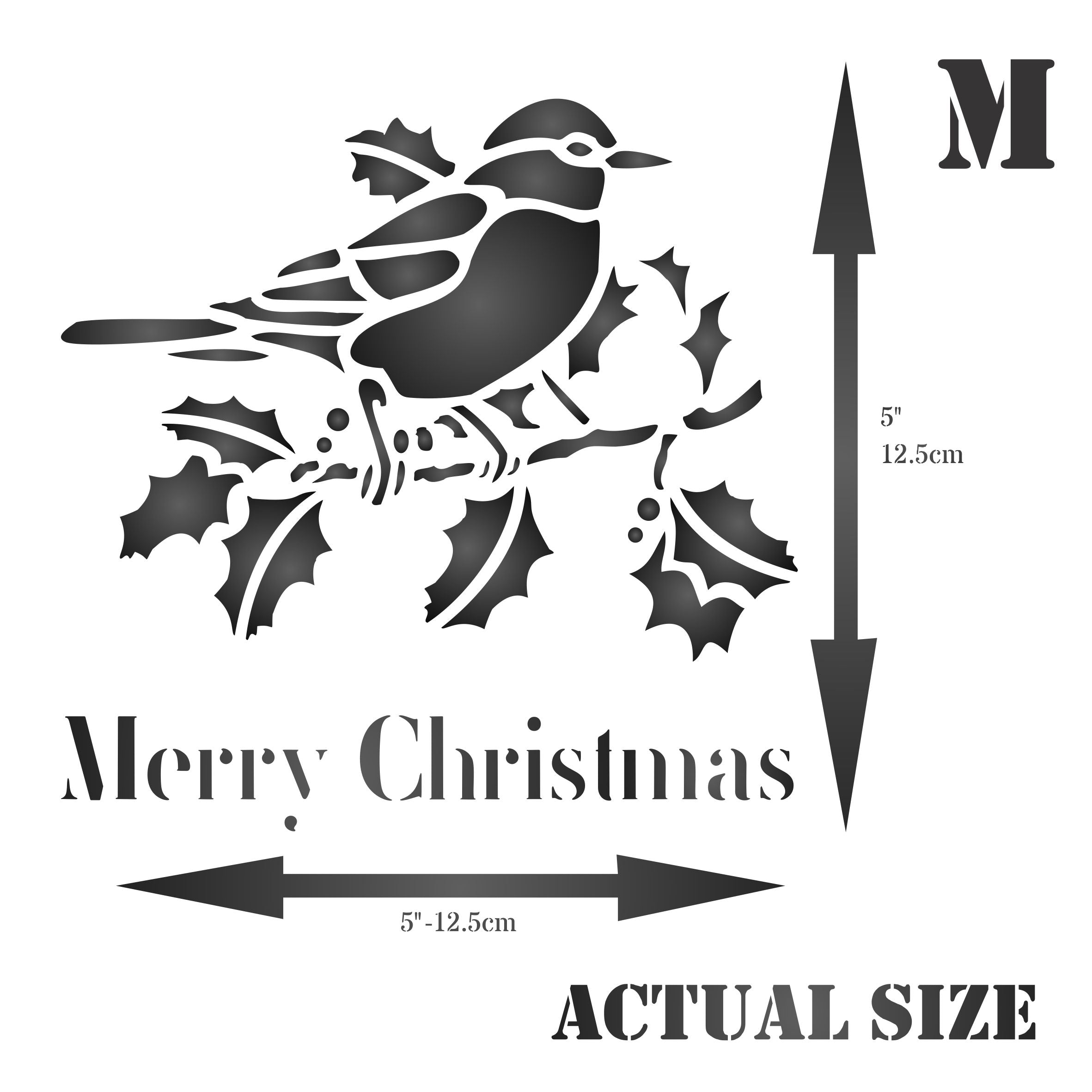 Christmas Robin Stencil - Scrapbooking Decor & Card