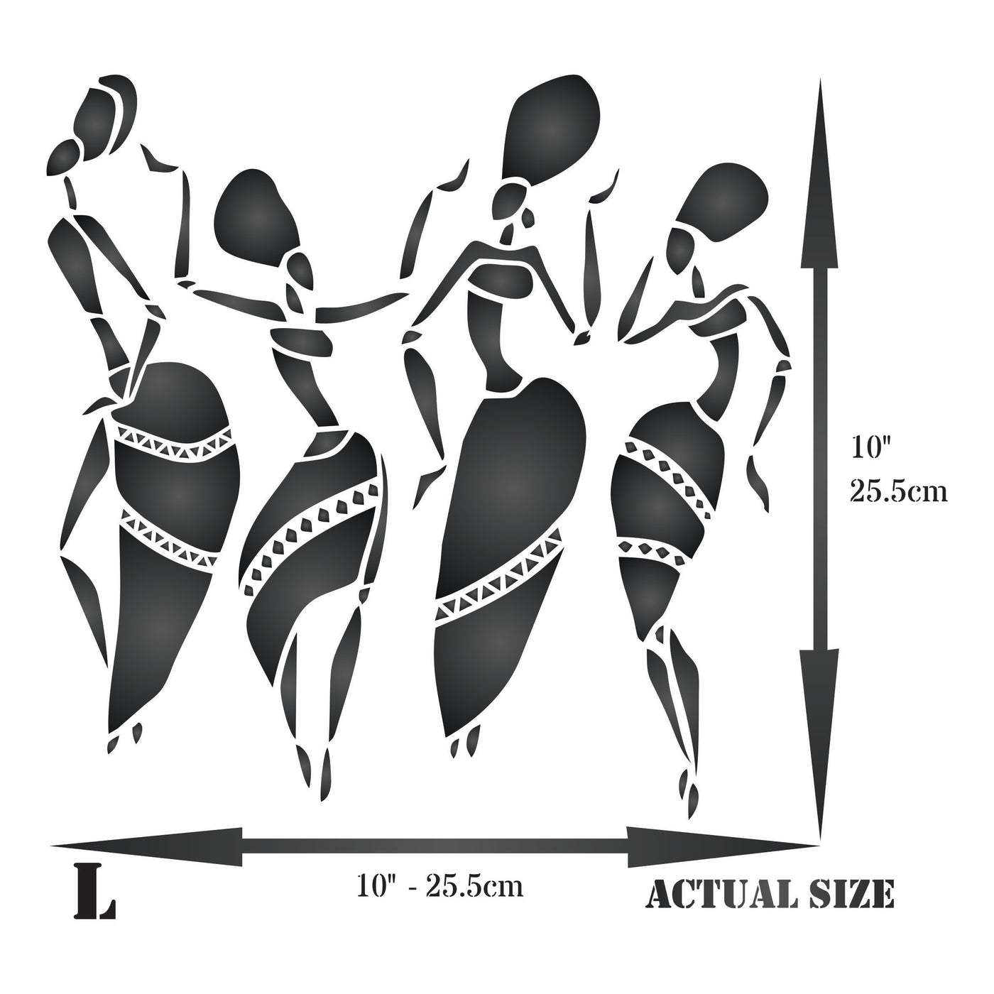 African Dancers Stencil - Women Lady Dancers Ethnic Tribal