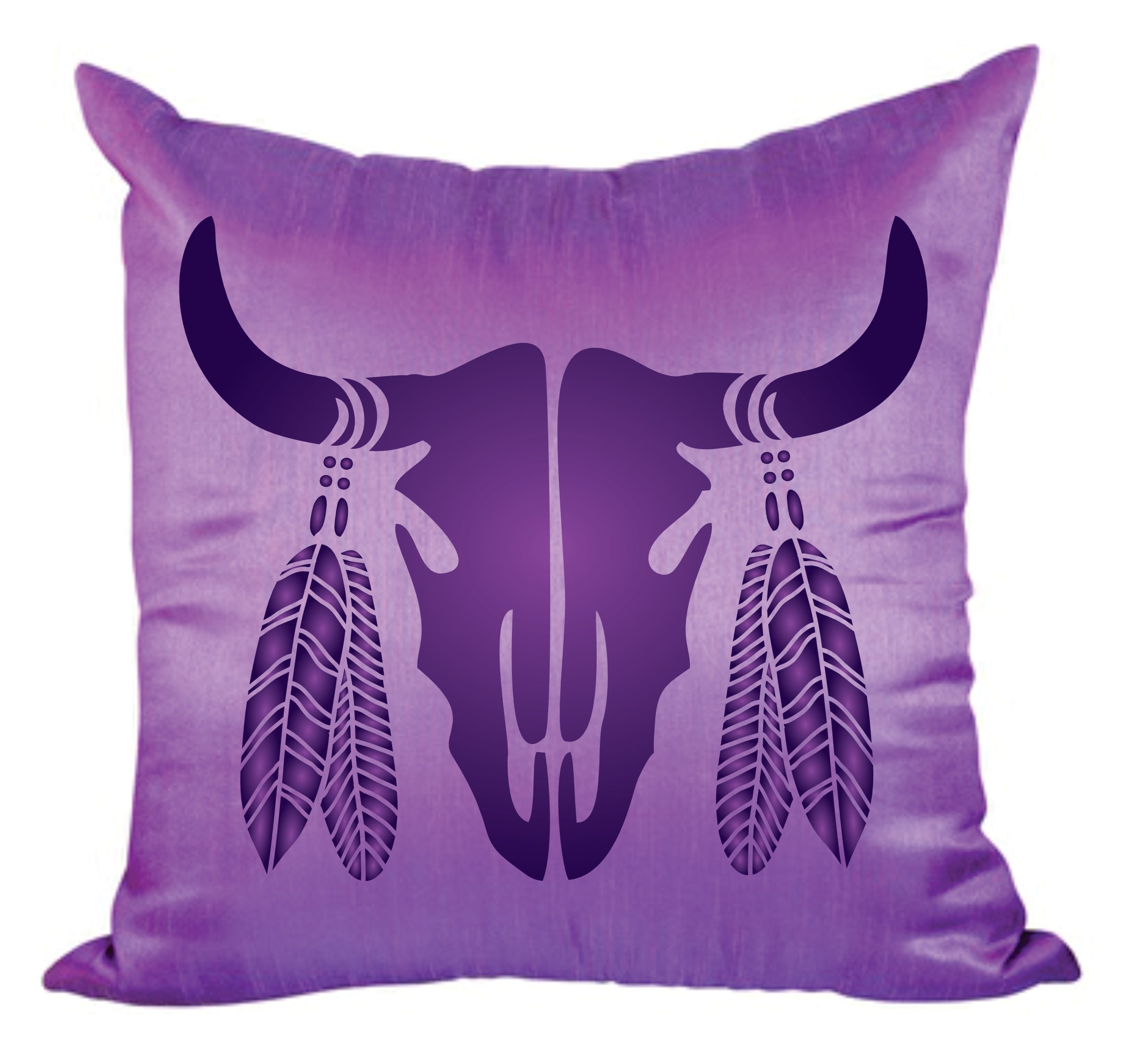 Bull Skull Stencil - Boho Cow Head Feathers