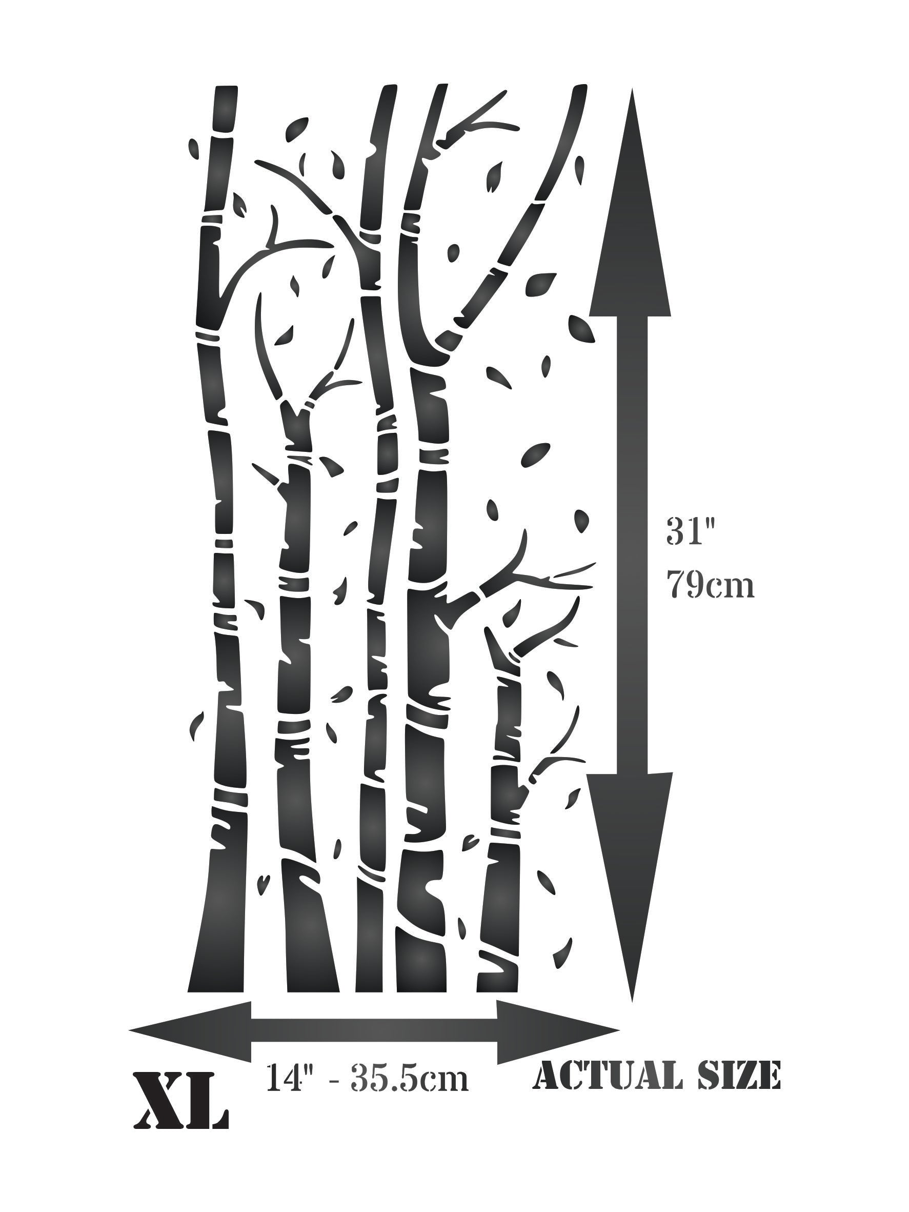 Birch Trees Stencil - Silver White Birch Tree Trunks Forest