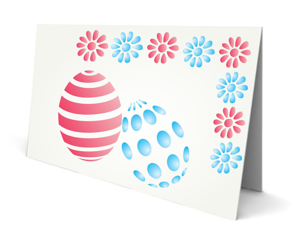 Easter Eggs Stencil, 11.43 x 11.43 cm - Classic Easter Egg Design