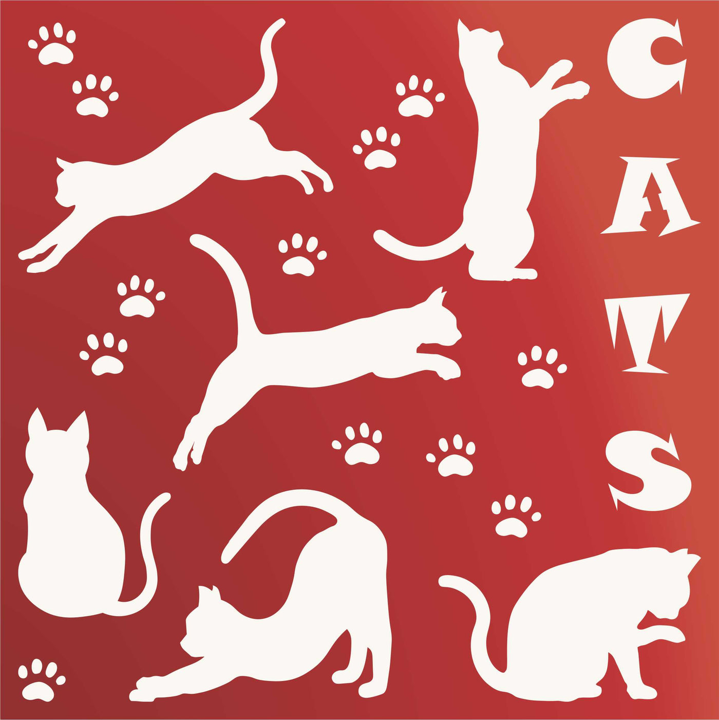 Cats Stencil - Pet Friend Animal Feline Silhouette Quote