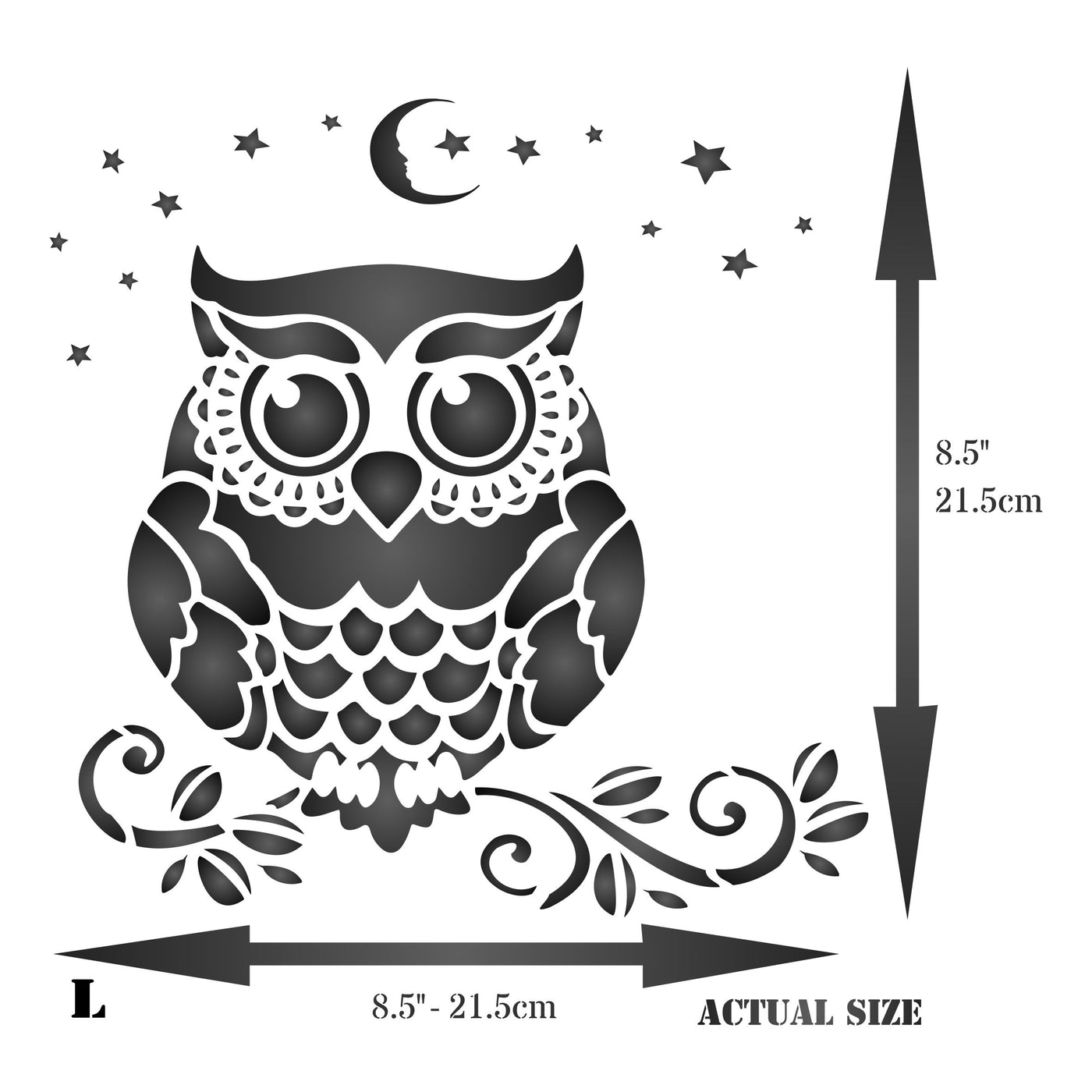 Owl Stencil - Decorative Night Bird Nocturnal Animal Wildlife Birds