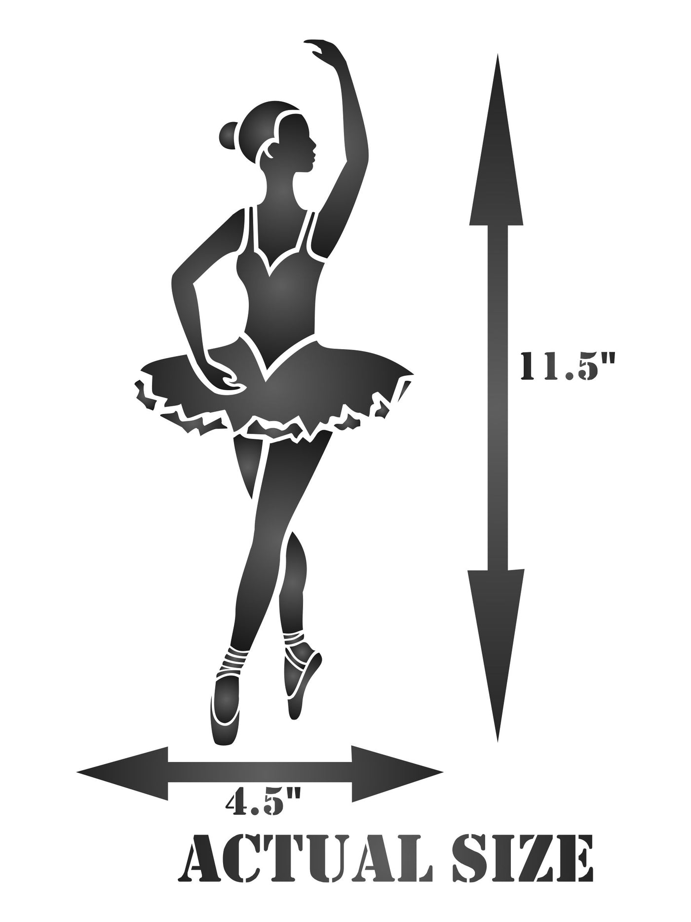 Ballerina Stencil, 4.5 x 12 inch - Ballet Dancer Ballerina Silhouette