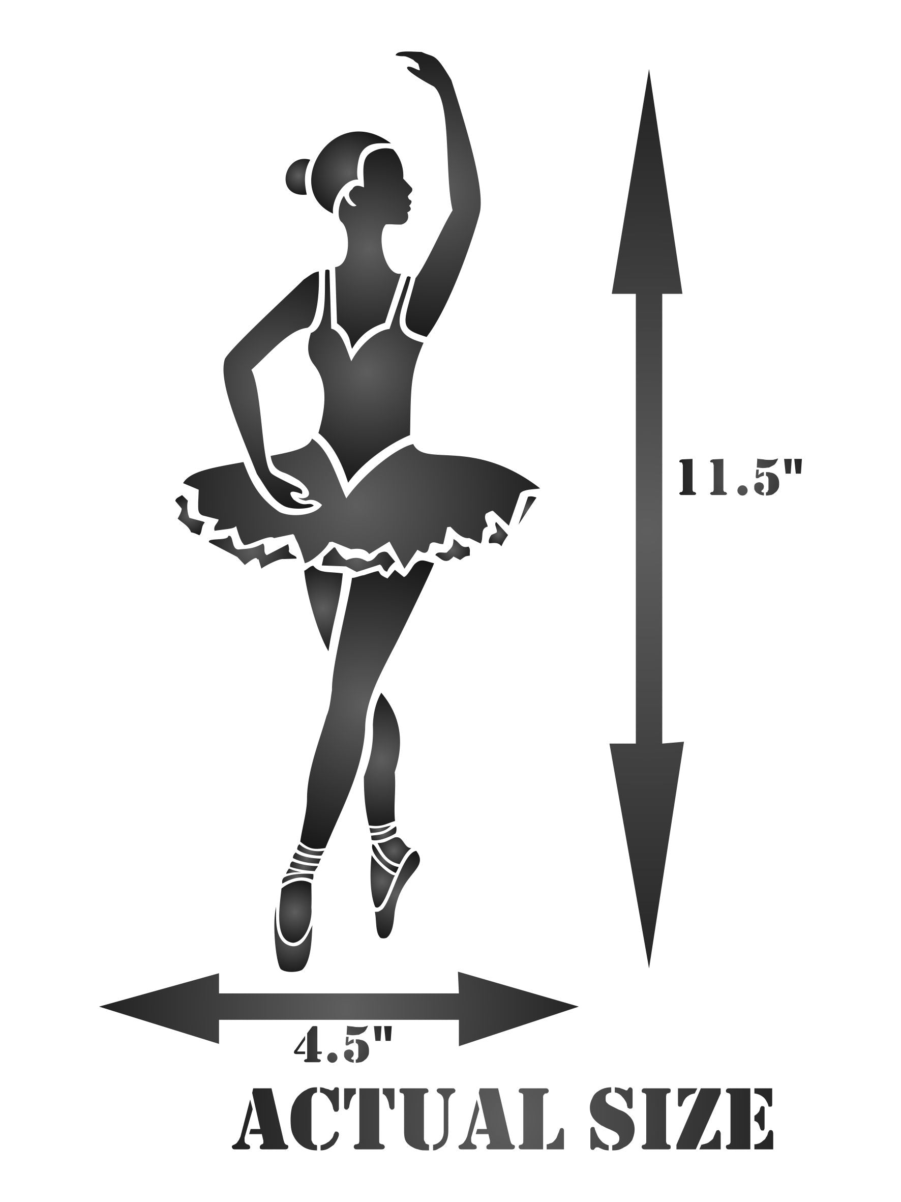 Ballerina Stencil, 4.5 x 12 inch - Ballet Dancer Ballerina Silhouette