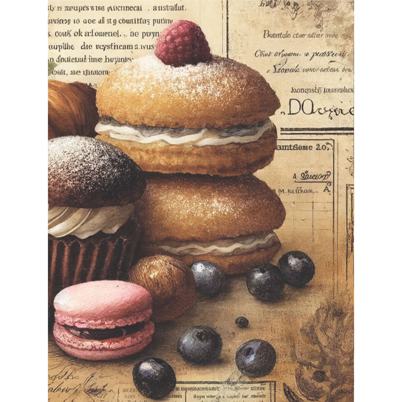 Macaroons Rice Paper, 8 x 10.5 inch - for Decoupage Scrapbooking Cards Crafts