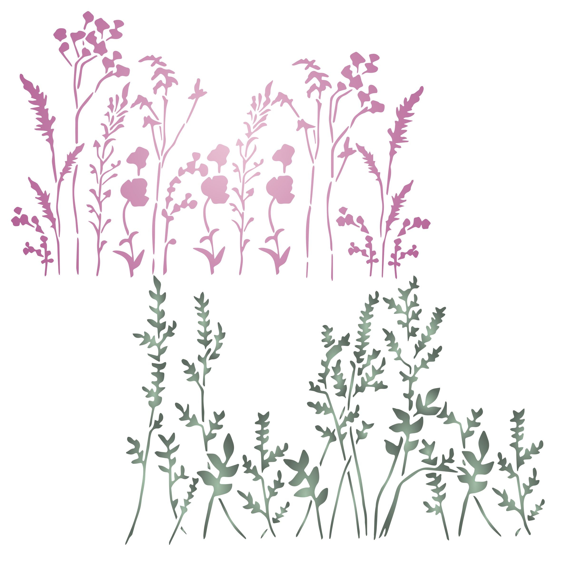 Grasses Stencil, 12 x 4.5 inch - 2pc Use Border Layering to add Texture and Design